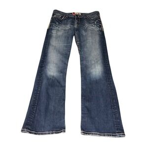 BKE Kate Bootcut Jeans Women Blue Stretch & Embellished Pockets Size 29 x 31 1/2
